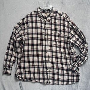 Blue Mountain Shirt Mens 2XL Black White Red Plaid Flannel Button Up Long Sleeve